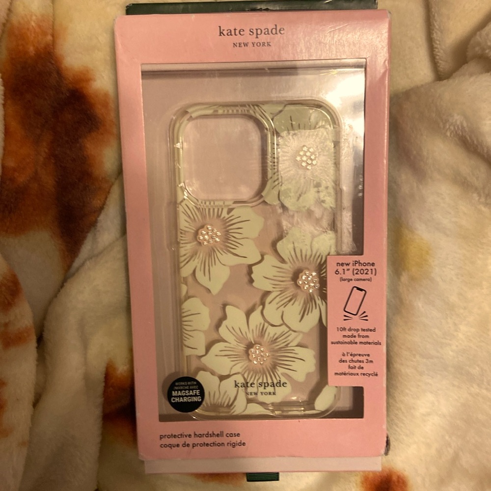 Kate Spade, new iPhone 6.1”, phone case, pink,floral, hard shell phone case,